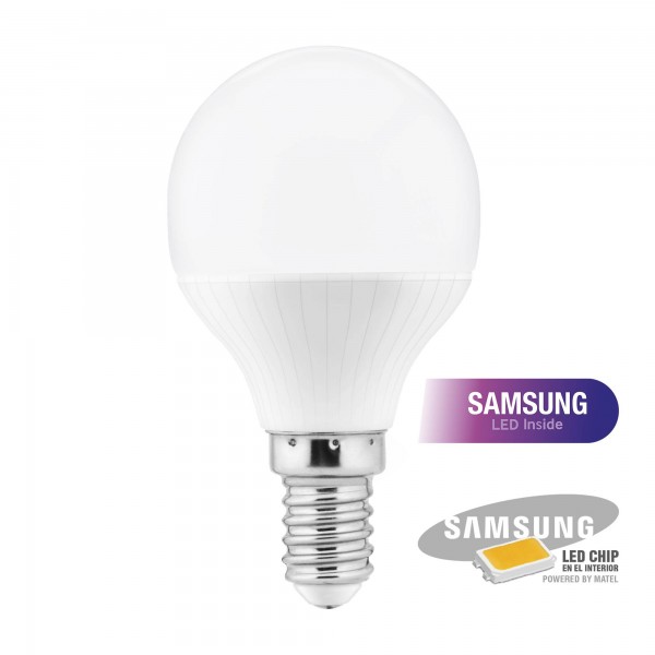 Bomb.led samsung esferica  e14 5w.fria (caja de 10 unidades)
