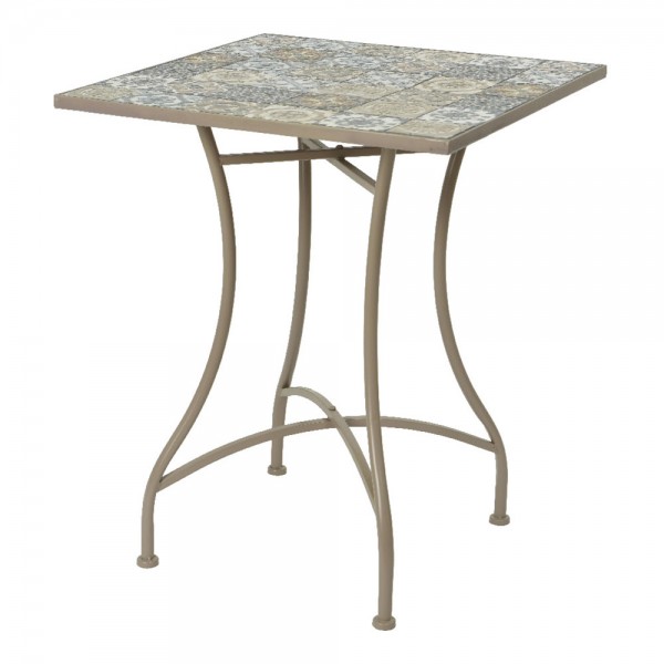 Mesa metálica/mosaico bistro, color marrón, para exterior, 58 x 58 x 72 cm