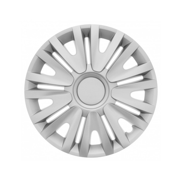 Juego de 4 Tapacubos de 16 Pulgadas Diseño Illinois Silver, Acabado Cromado y ABS Resistente a Fuertes Impactos