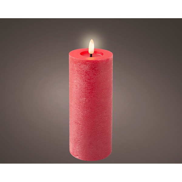 Vela de cera led, color rojo, superficie rústica ø7 x 19 cm (pack 2 unidades)
