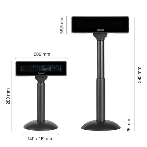 Iggual visor tpv regulable usb vfd 7" info display