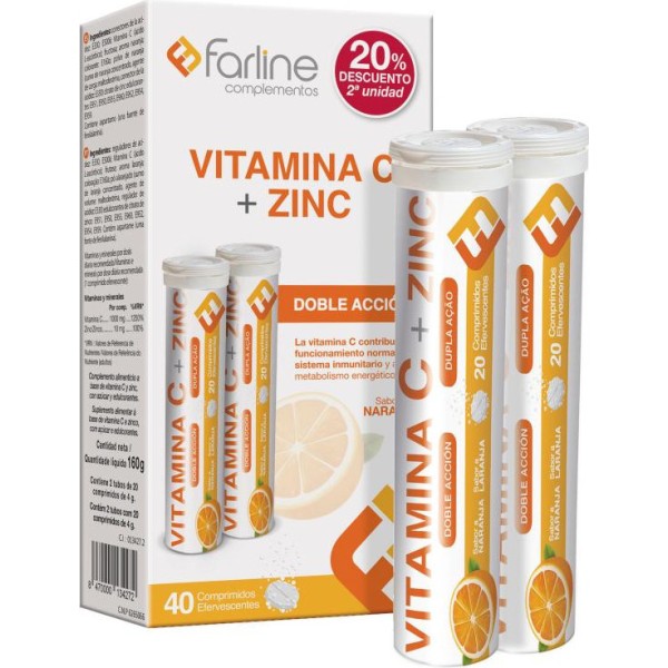 Farline Vitamina C + Zinc Duplo 40 Und
