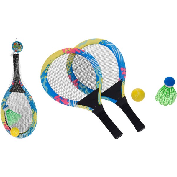 Set de 2 raquetas con pelota de tenis y badminton