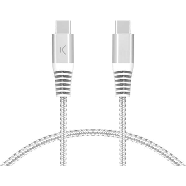 Ksix bxcucc2t2 blanco / cable de carga y datos 2 metros / usb-c a usb-c / carga ultrarrápida 60w