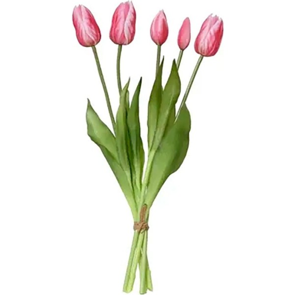 Ramo de tulipanes rosas de polipropileno, 15 x 15 x 40 cm