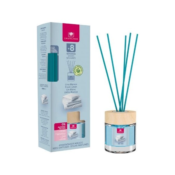 Cristalinas ambientador mikado lino blanco
